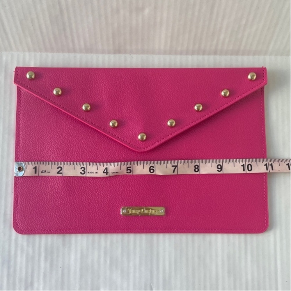 Juicy Couture Fuchsia Studded Envelope Clutch Hot Pink Gold Stud Wallet Purse - Picture 7 of 10